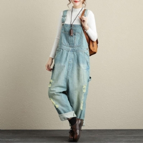 Dame Loose Holes Denim Jumpsuits