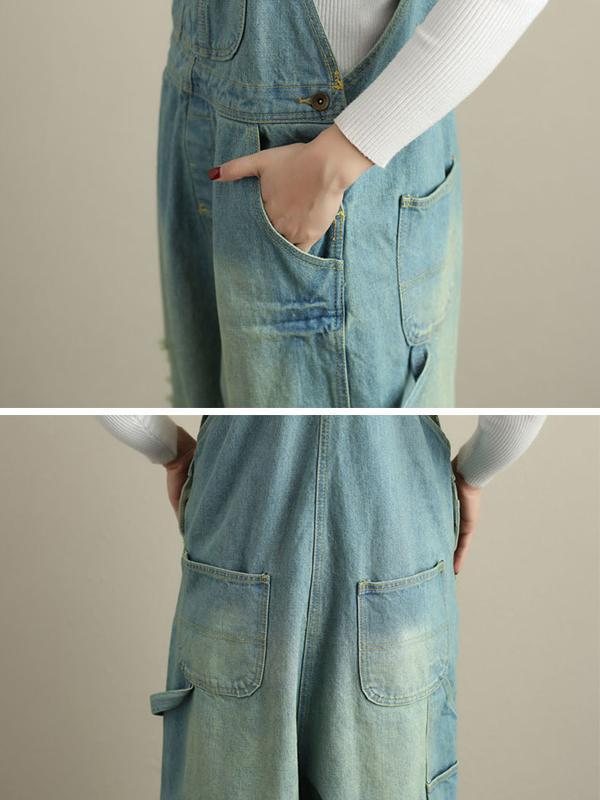 Dame Loose Holes Denim Jumpsuits