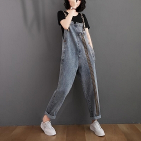 Dame Retro Løs Høst Denim Jumpsuit