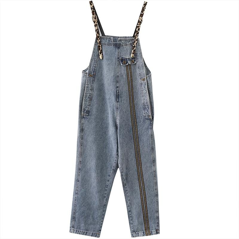 Dame Retro Løs Høst Denim Jumpsuit