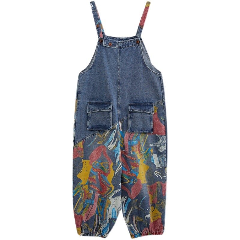 Dame Vår Sommer Løs Denim Jumpsuit I Bomull