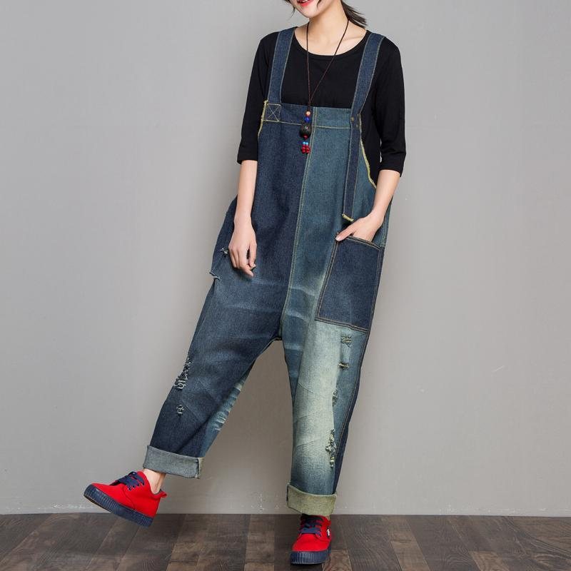 Denim Høst Retro Matchende Jumpsuit