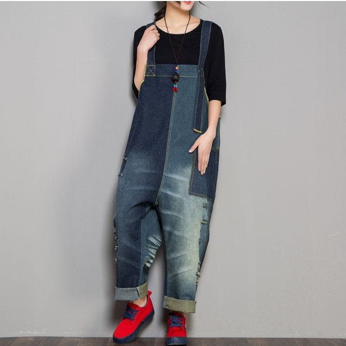 Denim Høst Retro Matchende Jumpsuit