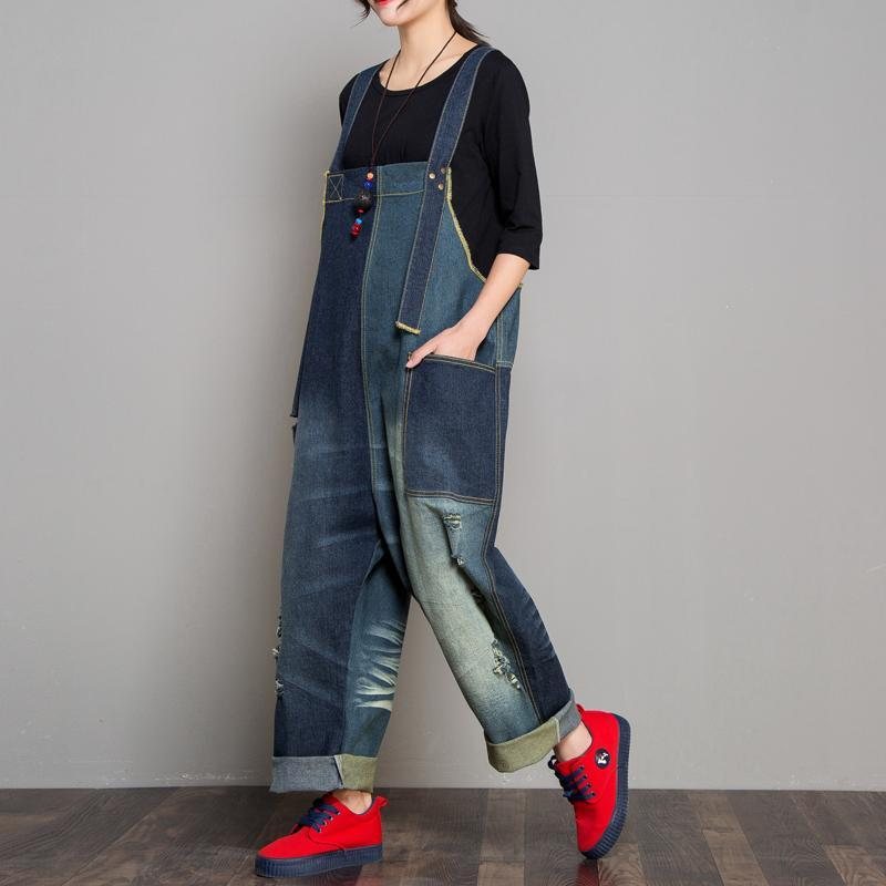 Denim Høst Retro Matchende Jumpsuit