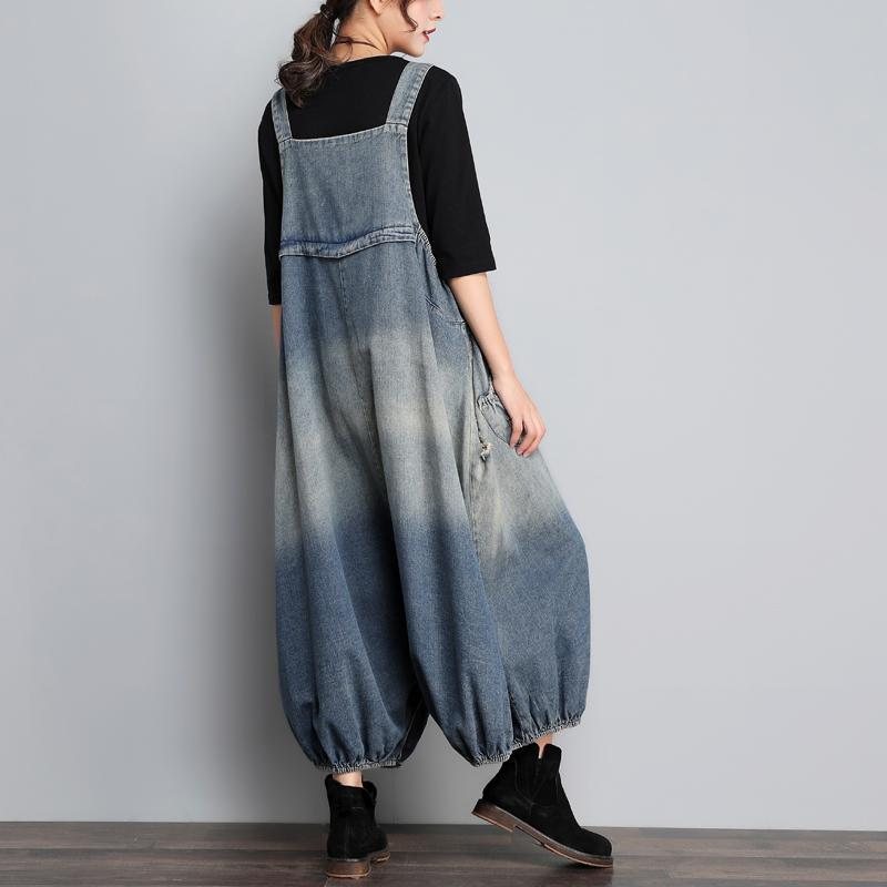 Høst Vintage Denim Jumpsuit I Løs Størrelse