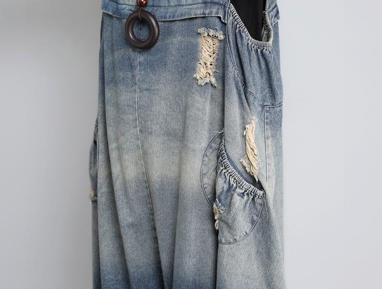 Høst Vintage Denim Jumpsuit I Løs Størrelse