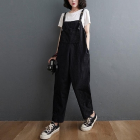 Løs Casual Cropped Jumpsuit Med Rett Ben