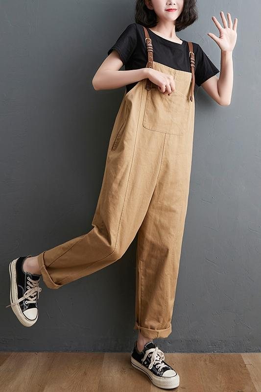 Løs Casual Cropped Jumpsuit Med Rett Ben