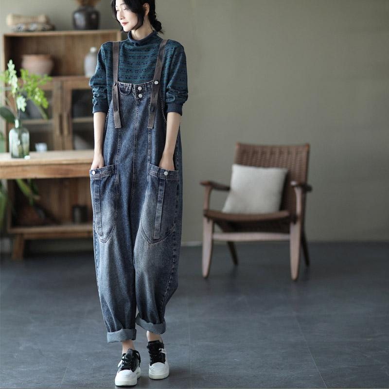 Løs Denim Overall Casual Jumpsuit