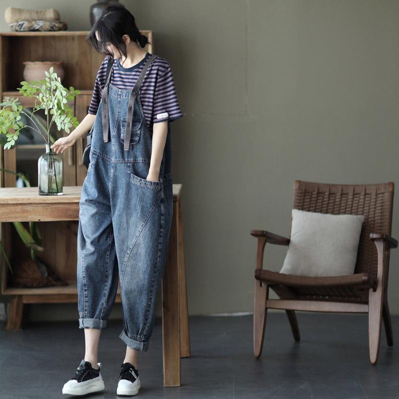 Løs Denim Overall Casual Jumpsuit