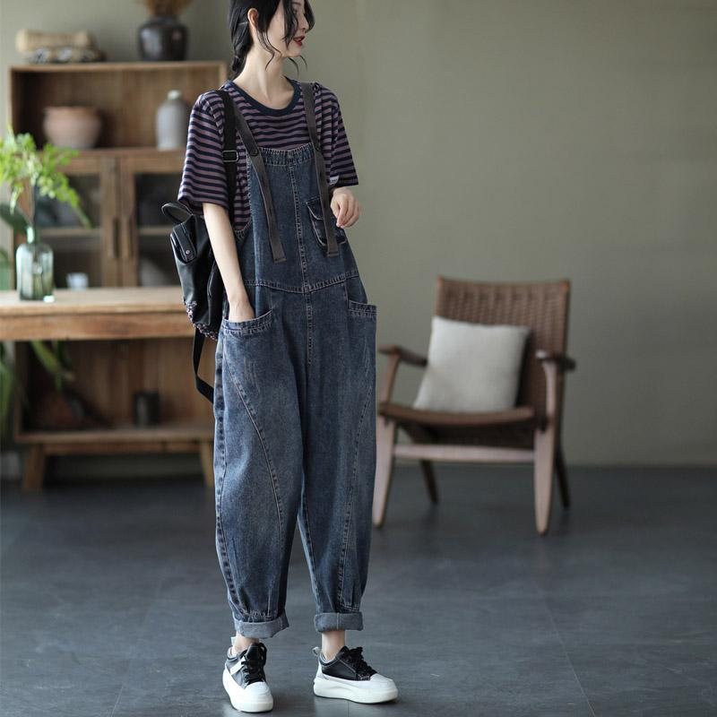 Løs Denim Overall Casual Jumpsuit