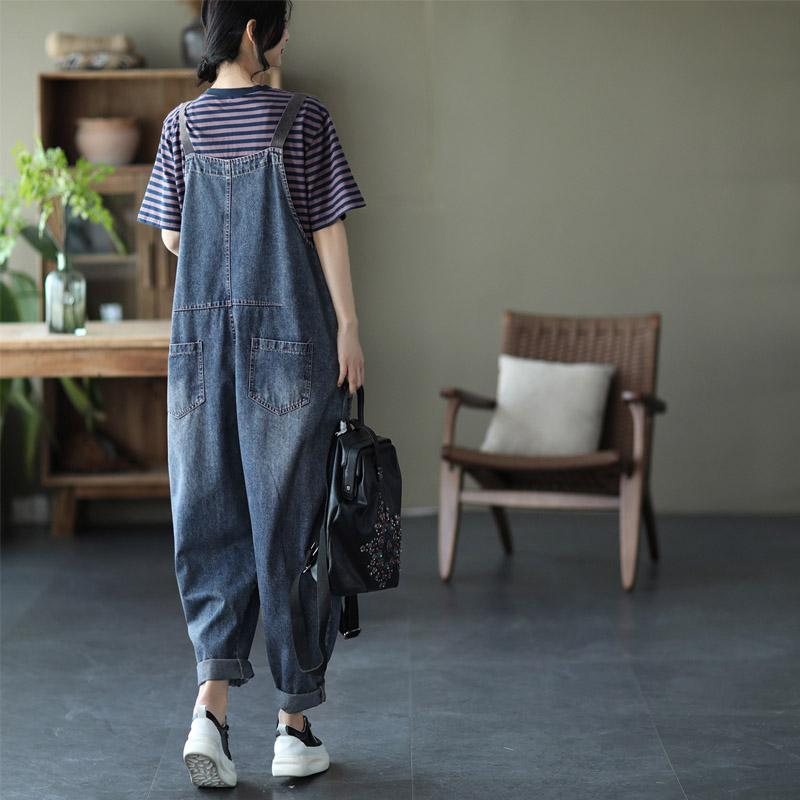 Løs Denim Overall Casual Jumpsuit