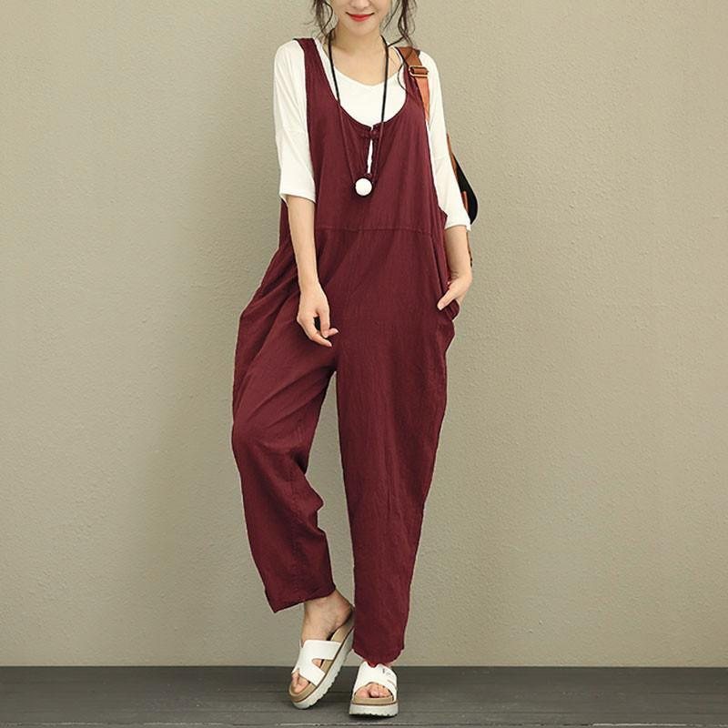 Oversized Løs Jumpsuit I Bomull