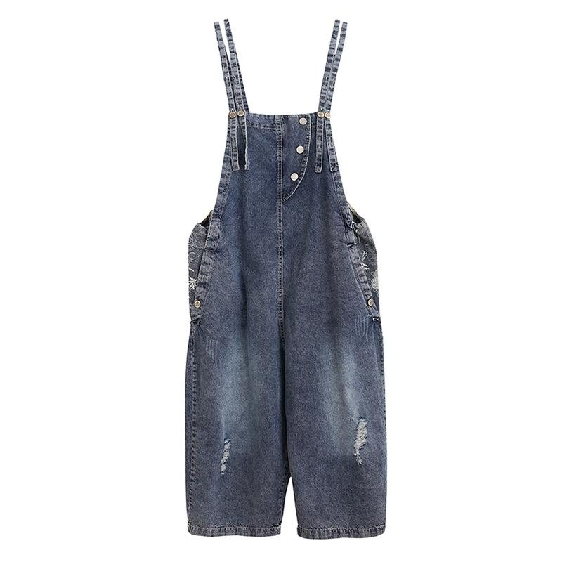 Plus Size Loose Wide Leg Denim Jumpsuit