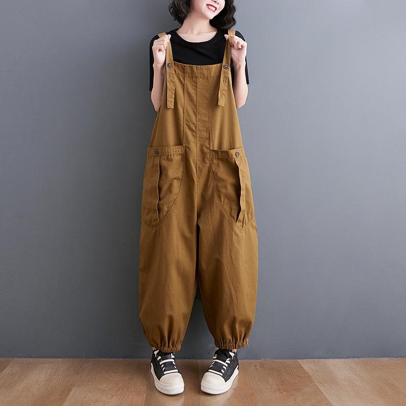 Plus Size Løs Casual Jumpsuit I Bomullslin