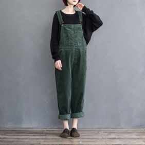 Retro Loose Wide-leg Dame Cordfløyel Jumpsuit