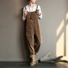 Retro Løs Casual Cotton Corduroy Jumpsuit