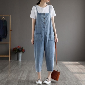 Sommer Dame Patchwork Tencel Denim Jumpsuit