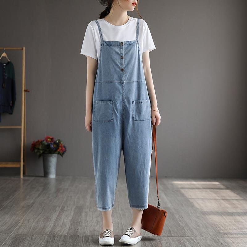 Sommer Dame Patchwork Tencel Denim Jumpsuit