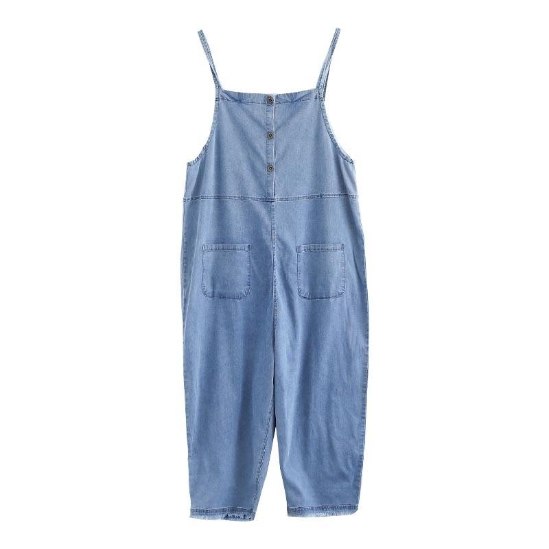 Sommer Dame Patchwork Tencel Denim Jumpsuit