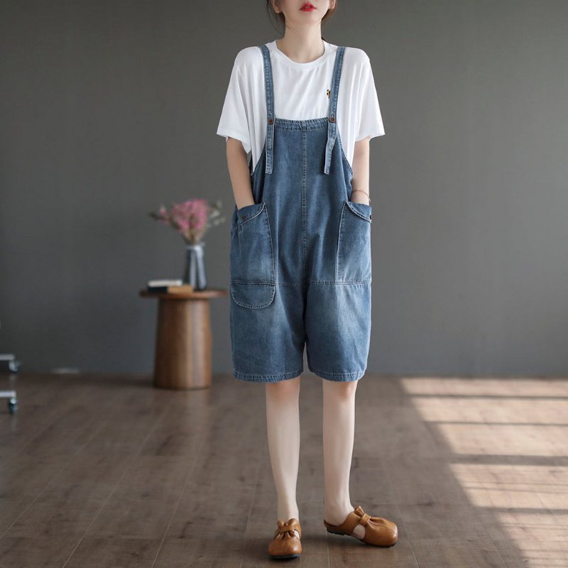 Sommer Løs Casual Cotton Denim Jumpsuit