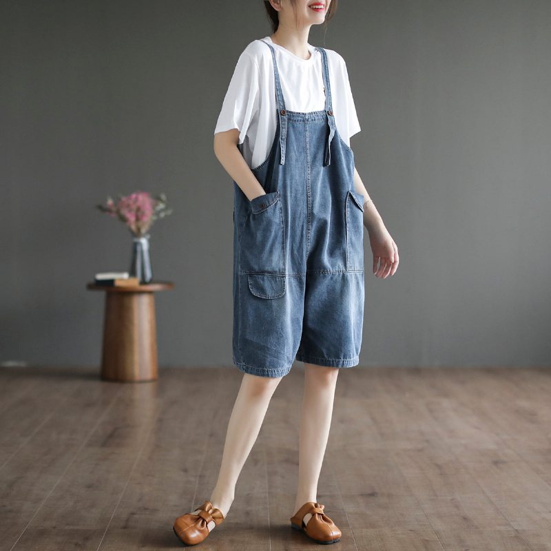 Sommer Løs Casual Cotton Denim Jumpsuit