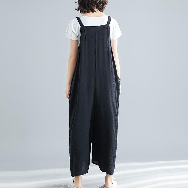 Sommer Solid Single Button Casual Løse Jumpsuits For Dame