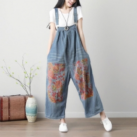 Spring Summer Jumpsuit For Kvinner Med Stor Trykt Wide Leg