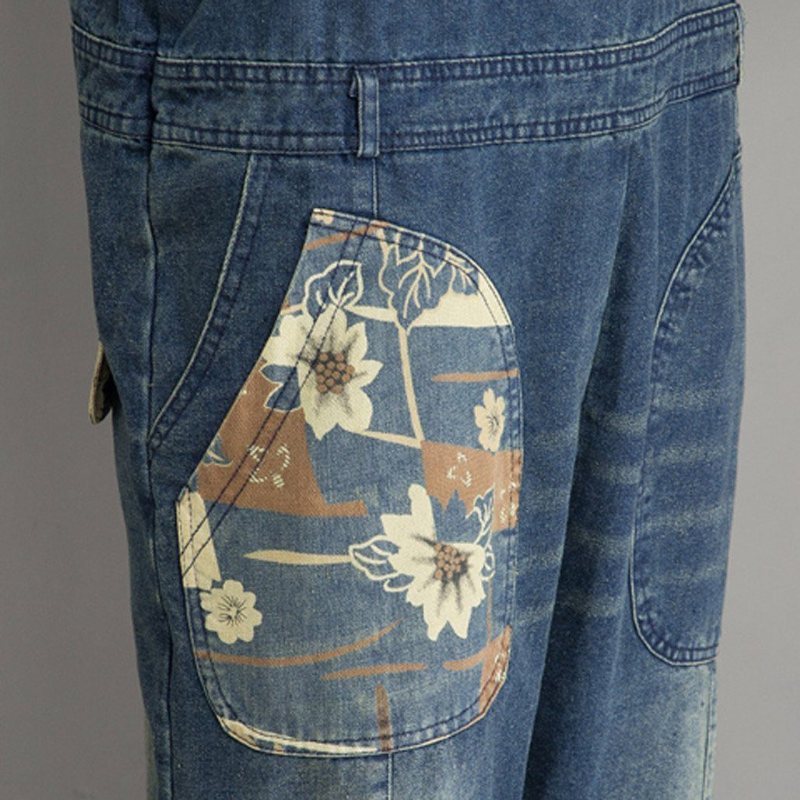 Vår Høst Denim Løs Retro Patch Jumpsuit