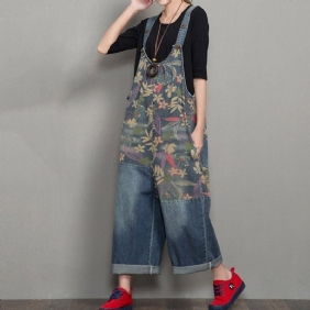 Vår Høst Denim Wide Leg Løs Retro Rett Jumpsuit