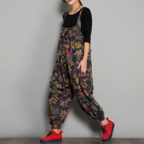 Vår Høst Printed Denim Floral Jumpsuits