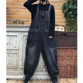 Vår Høst Retro Løs Denim Jumpsuit