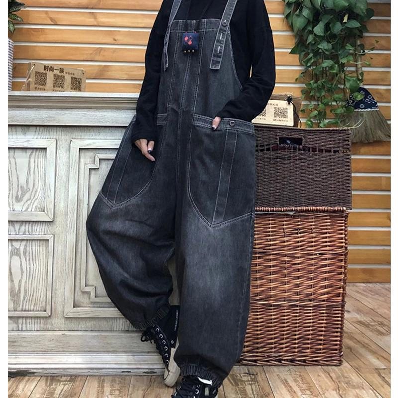 Vår Høst Retro Løs Denim Jumpsuit