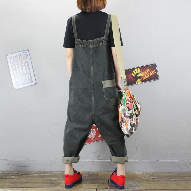 Vintage Dame Løs Denim Jumpsuit