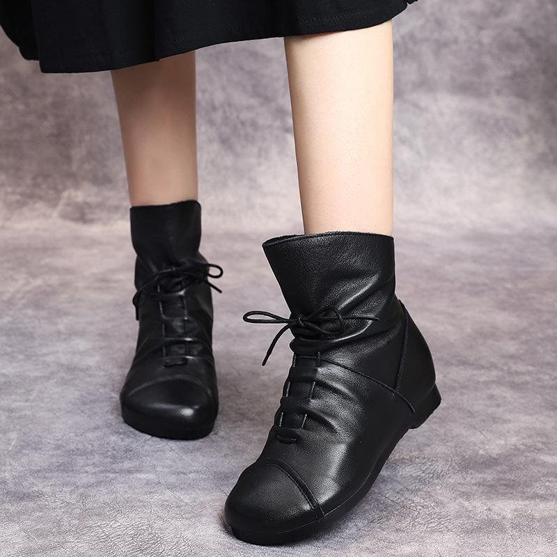 2022 Winter Leather Casual Flat Boots