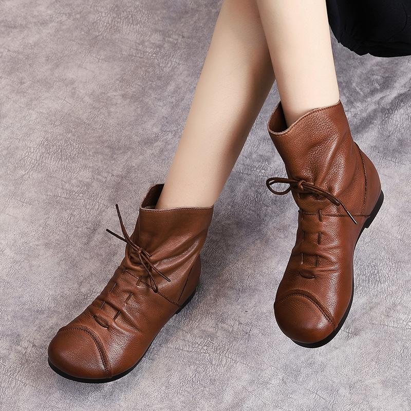 2022 Winter Leather Casual Flat Boots