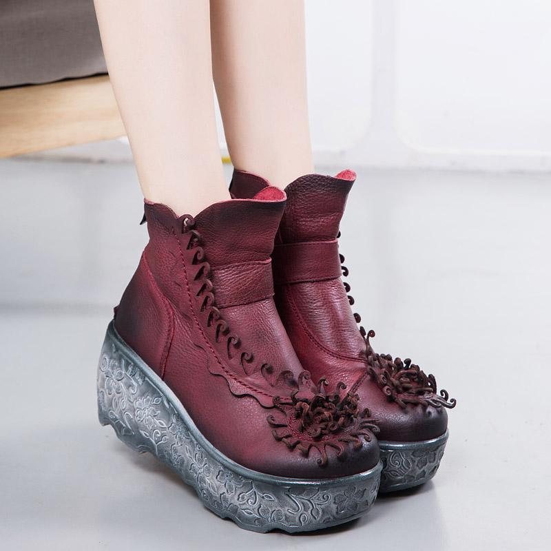 Autumn Winter Platform Wedge Dame Retro Boots