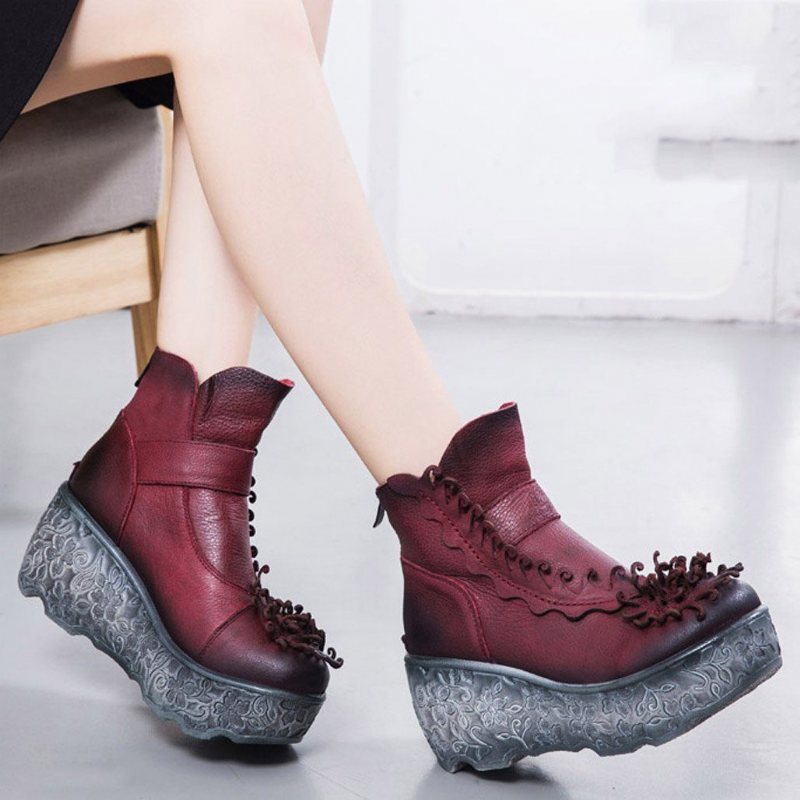 Autumn Winter Platform Wedge Dame Retro Boots