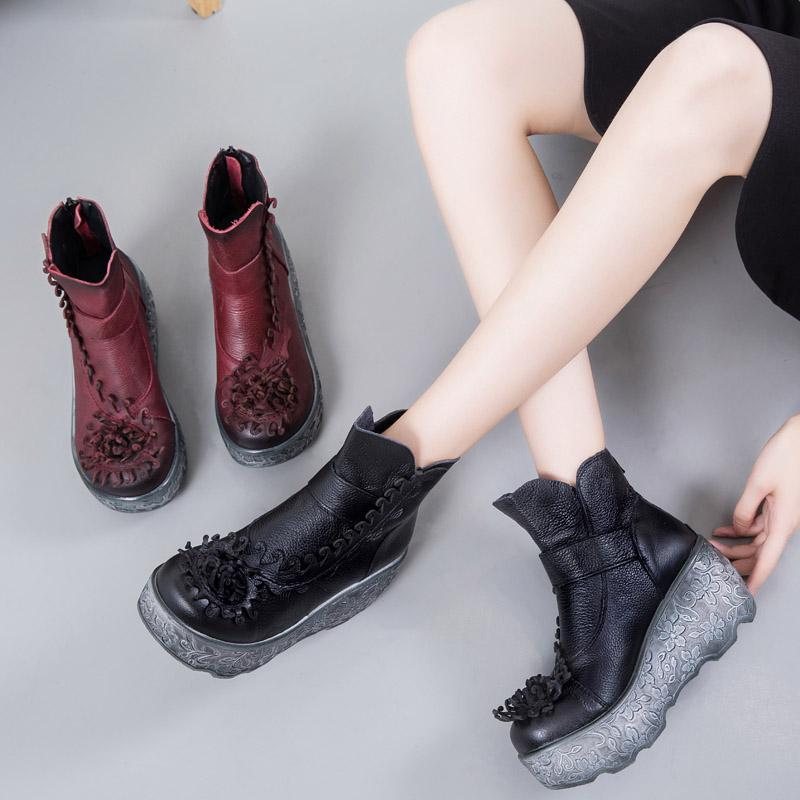 Autumn Winter Platform Wedge Dame Retro Boots