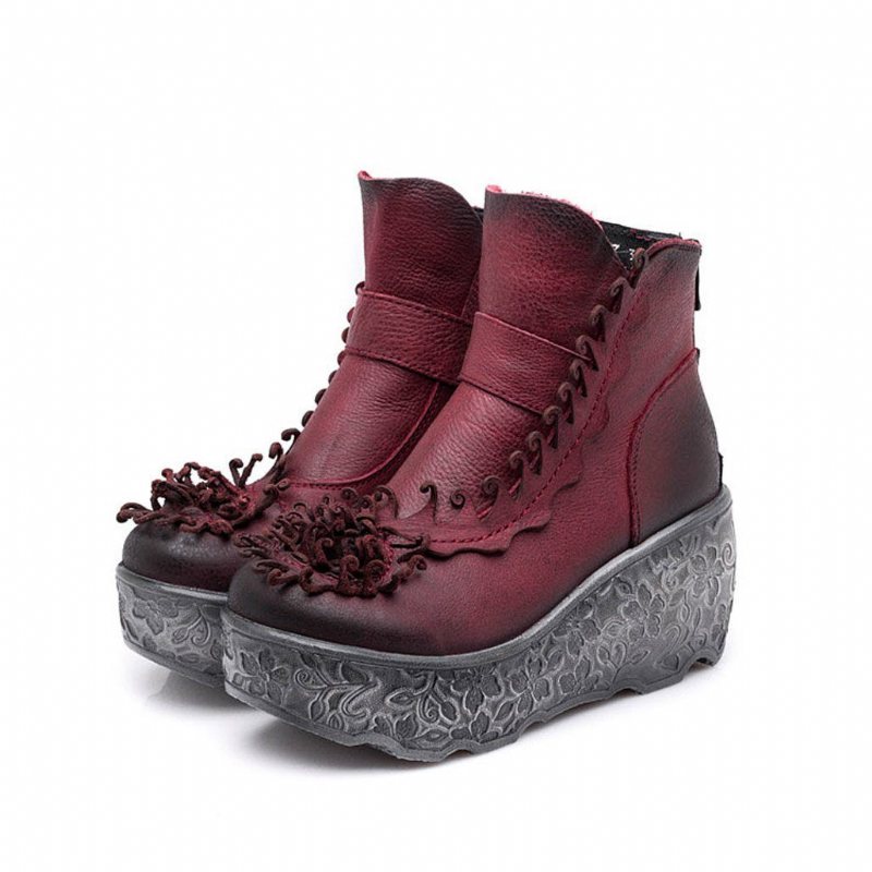 Autumn Winter Platform Wedge Dame Retro Boots