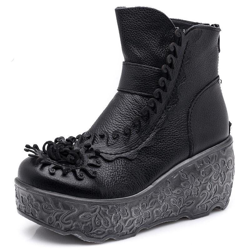 Autumn Winter Platform Wedge Dame Retro Boots