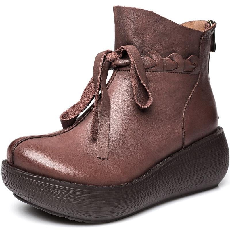 Autumn Winter Wedge Etniske Rretro-støvler For Kvinner