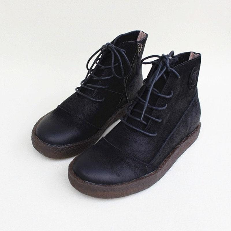 Dame Leather Casual Lace Up Martin Boots