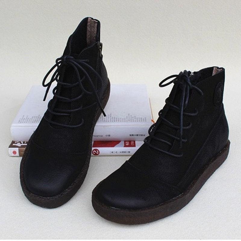 Dame Leather Casual Lace Up Martin Boots