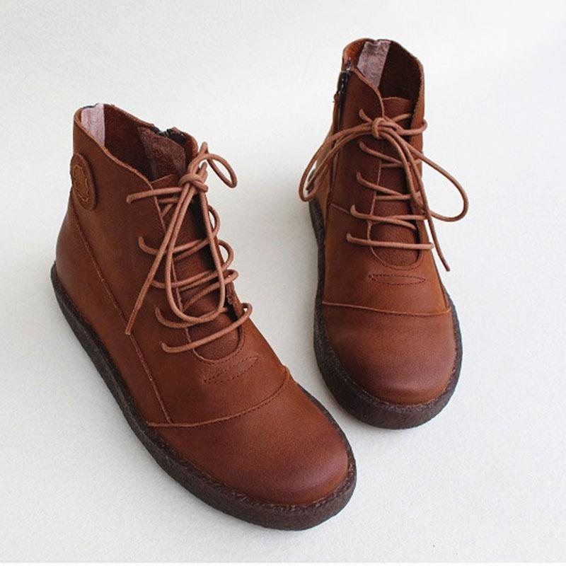 Dame Leather Casual Lace Up Martin Boots