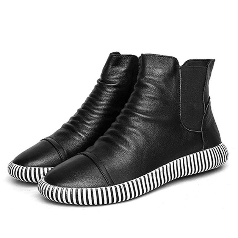 Dame Leather Casual Zebra Slip-on Boots