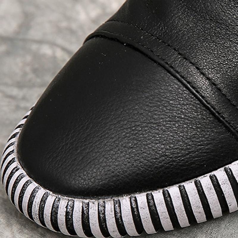 Dame Leather Casual Zebra Slip-on Boots