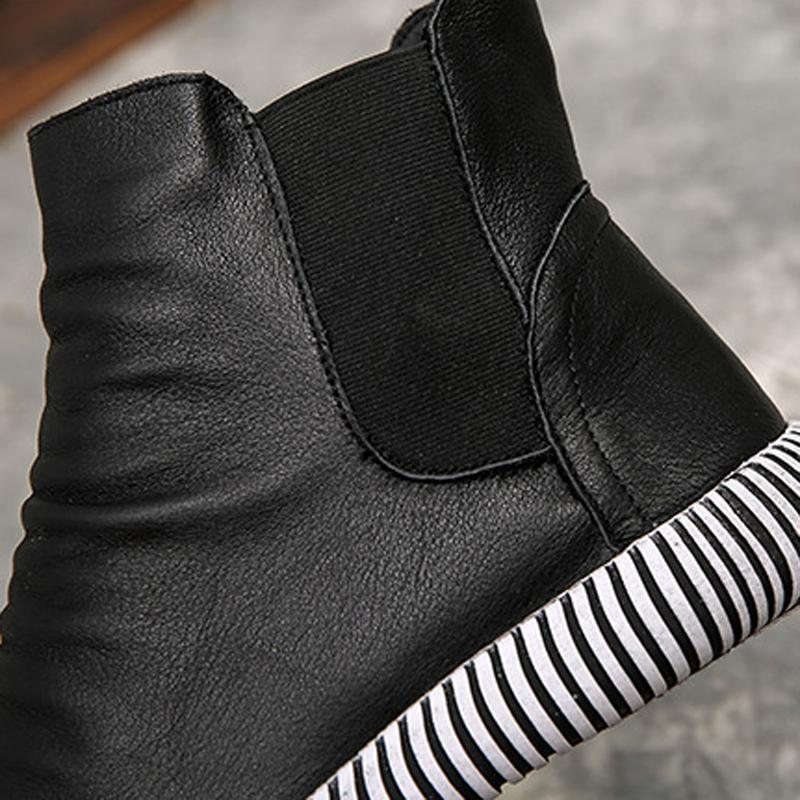 Dame Leather Casual Zebra Slip-on Boots