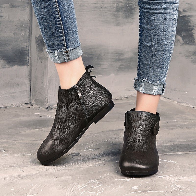 Dame Spring Retro Soft Leather Casual Boots