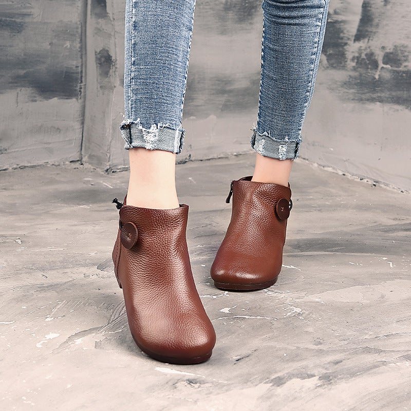 Dame Spring Retro Soft Leather Casual Boots